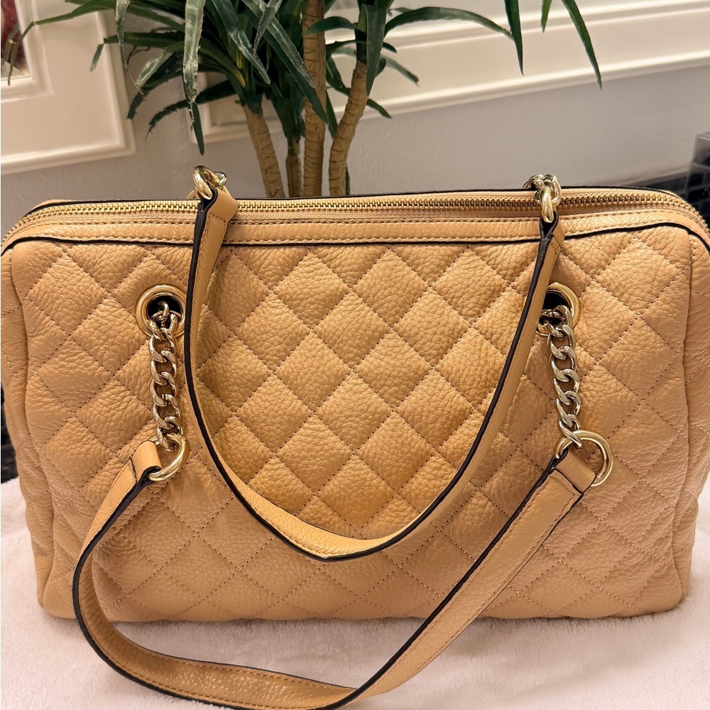 Calvin Klein Quilted Tan Shoulder Bag